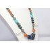 Antique String Necklace Oxidized Metal Natural Multi Color Gem Stone Women D298